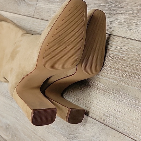 Steve Madden Size 9 Ally Suede Knee-high Boots In Beige - Picture 3 of 5
